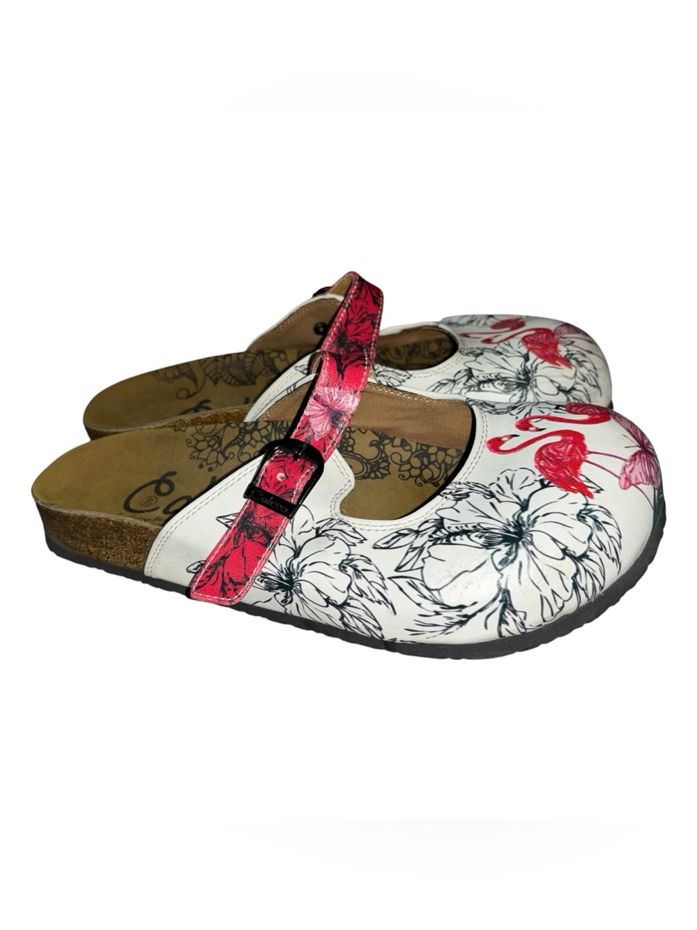 CALCEO Flamingo Flowered Mule Clogs